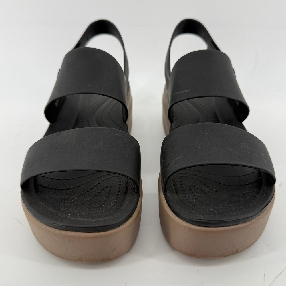 Crocs Brooklyn Low Wedge Sandal Black/Mushroom Women 8 Strappy Comfy Platform - Picture 2 of 11